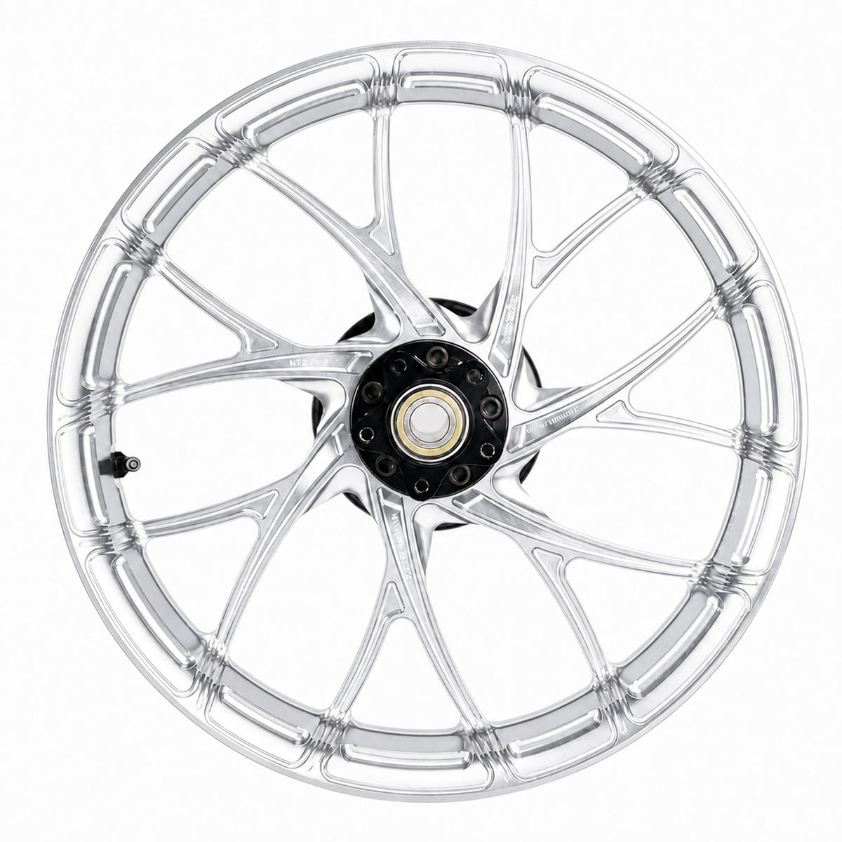 SuperGear Ridgeline Silver CNC aluminum hub designed for Harley Touring forged wheel upgrades and custom bagger motorcycle builds.