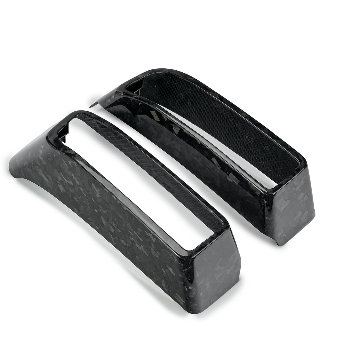 Forged Carbon Fiber Matt Finish tail light cover set displayed together for a custom Harley Touring rear end upgrade.
