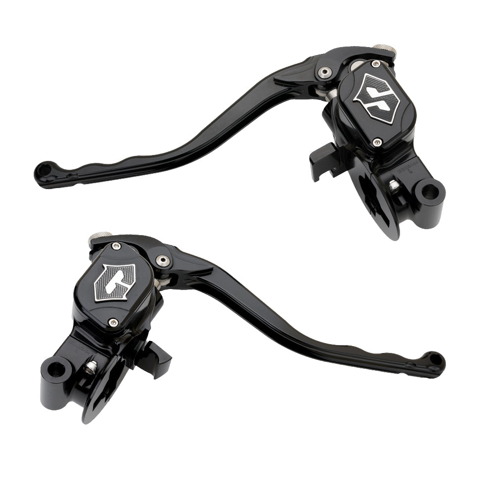 RF7 bolt-on radial hand control set for Harley-Davidson Touring with hydraulic clutch, nightstrike black finish