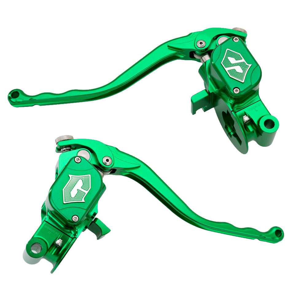 RF7 bolt-on radial hand control set for Harley-Davidson Touring with hydraulic clutch, viper green finish