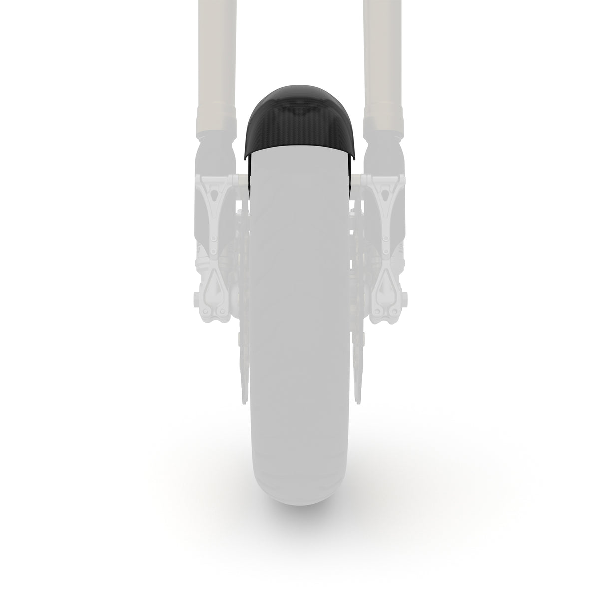 Front view of SuperGear long style front fender for Harley-Davidson Touring custom bagger builds.