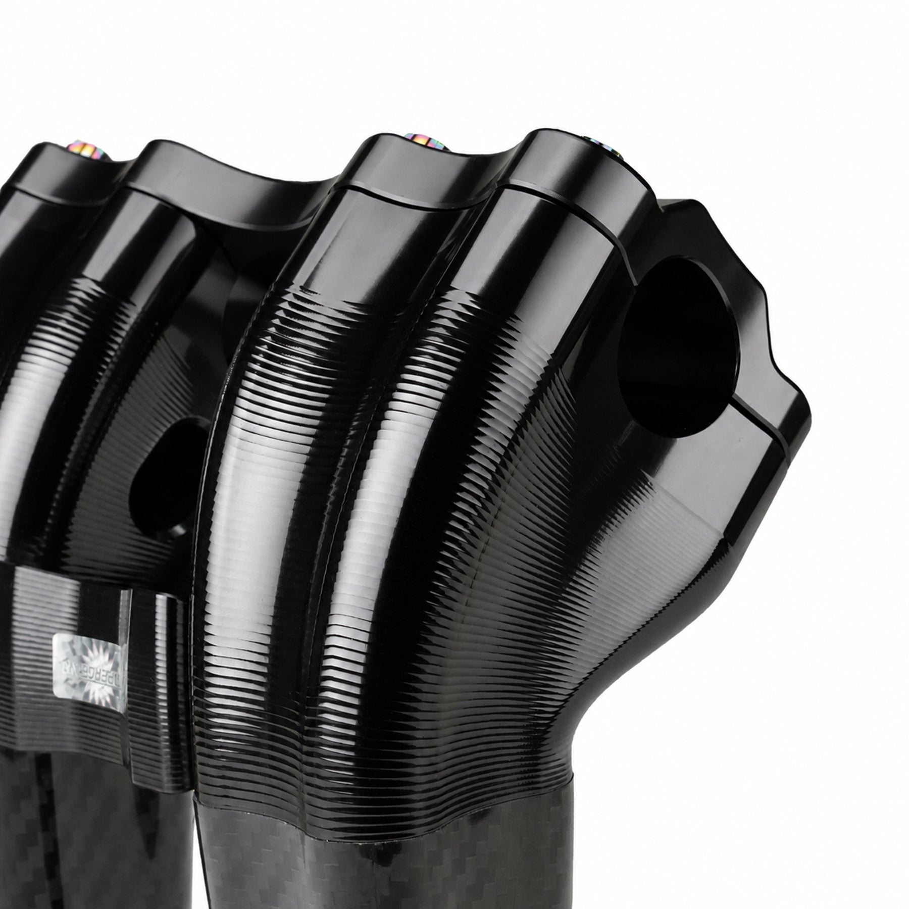 RF7 10-inch pullback carbon fiber riser for Harley-Davidson 1-inch handlebars, nightstrike black finish