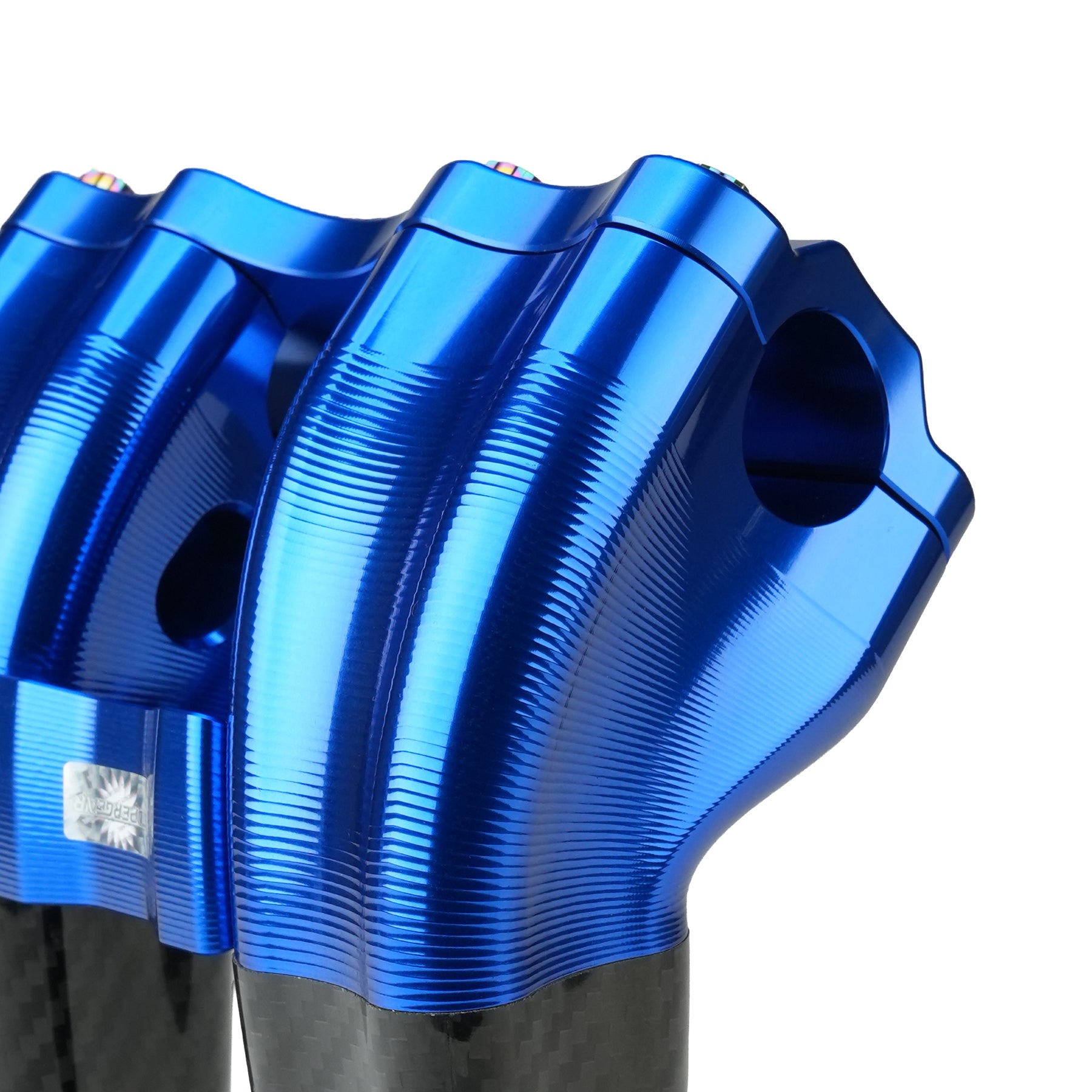 RF7 10-inch pullback carbon fiber riser for Harley-Davidson 1-inch handlebars, deep current blue finish