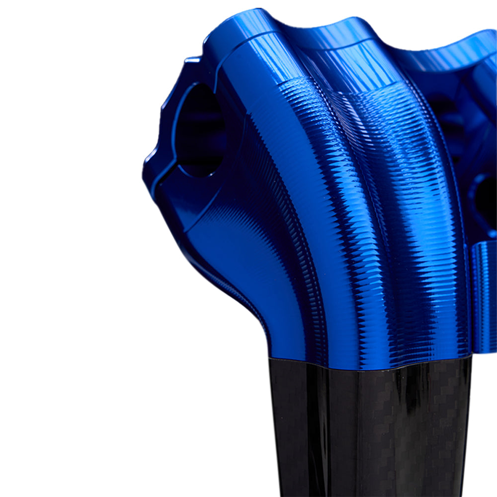 SuperGear Performance 10 Inch Pullback Handlebar Riser for Harley Davidson 1" Bars - Deep Current Blue Carbon Fiber CNC Billet