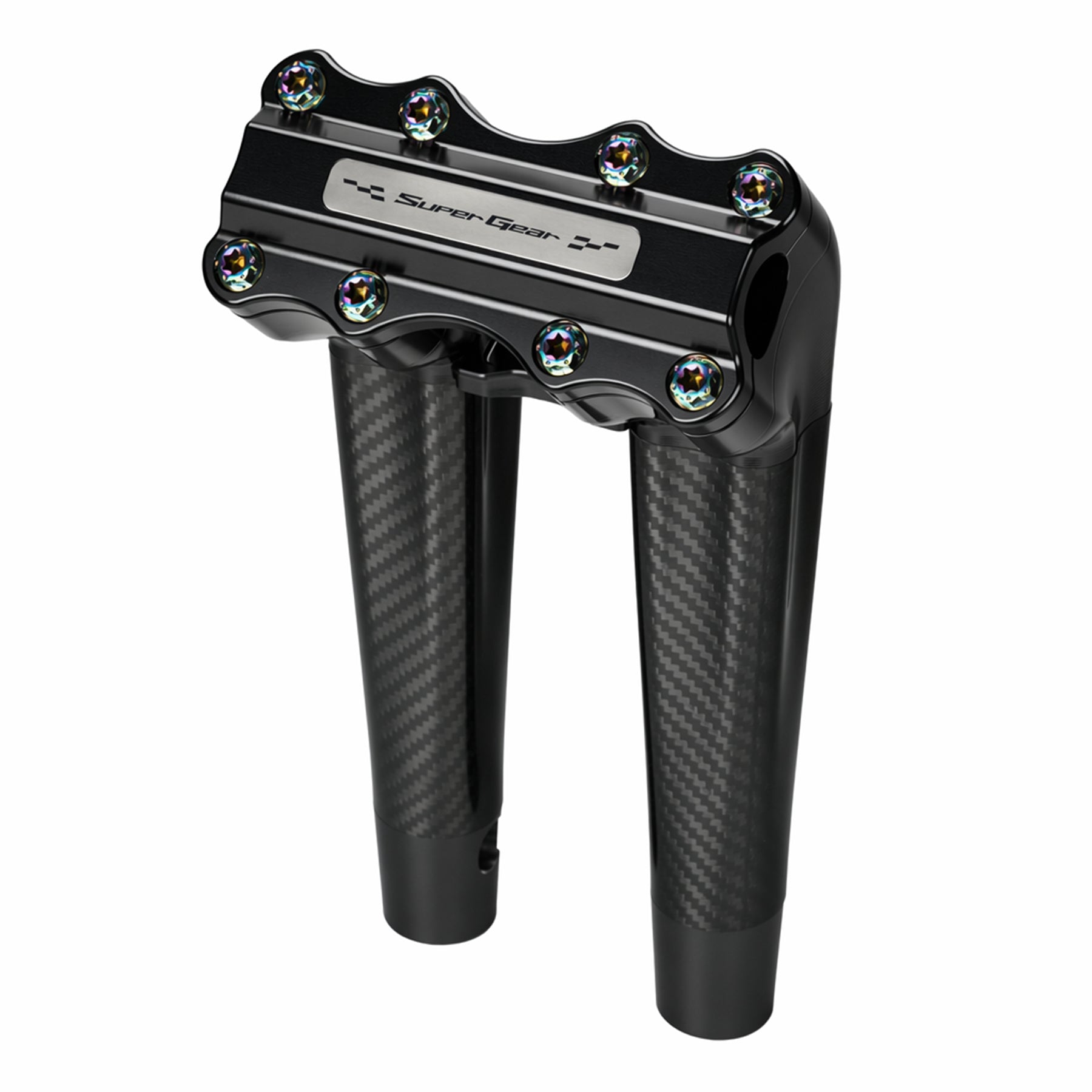 RF7 10-inch pullback carbon fiber riser for Harley-Davidson 1-inch handlebars, nightstrike black finish