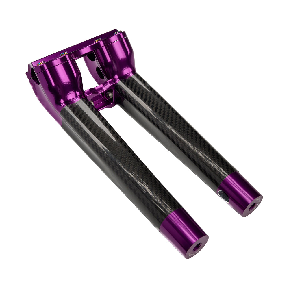 SuperGear Performance 12 Inch Pullback Handlebar Riser for Harley Davidson 1" Bars - Canyonshade Purple Carbon Fiber CNC Billet
