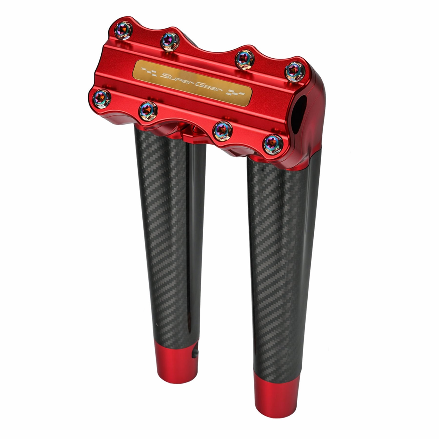 RF7 12-inch pullback carbon fiber riser for Harley-Davidson 1-inch handlebars, daytona red finish