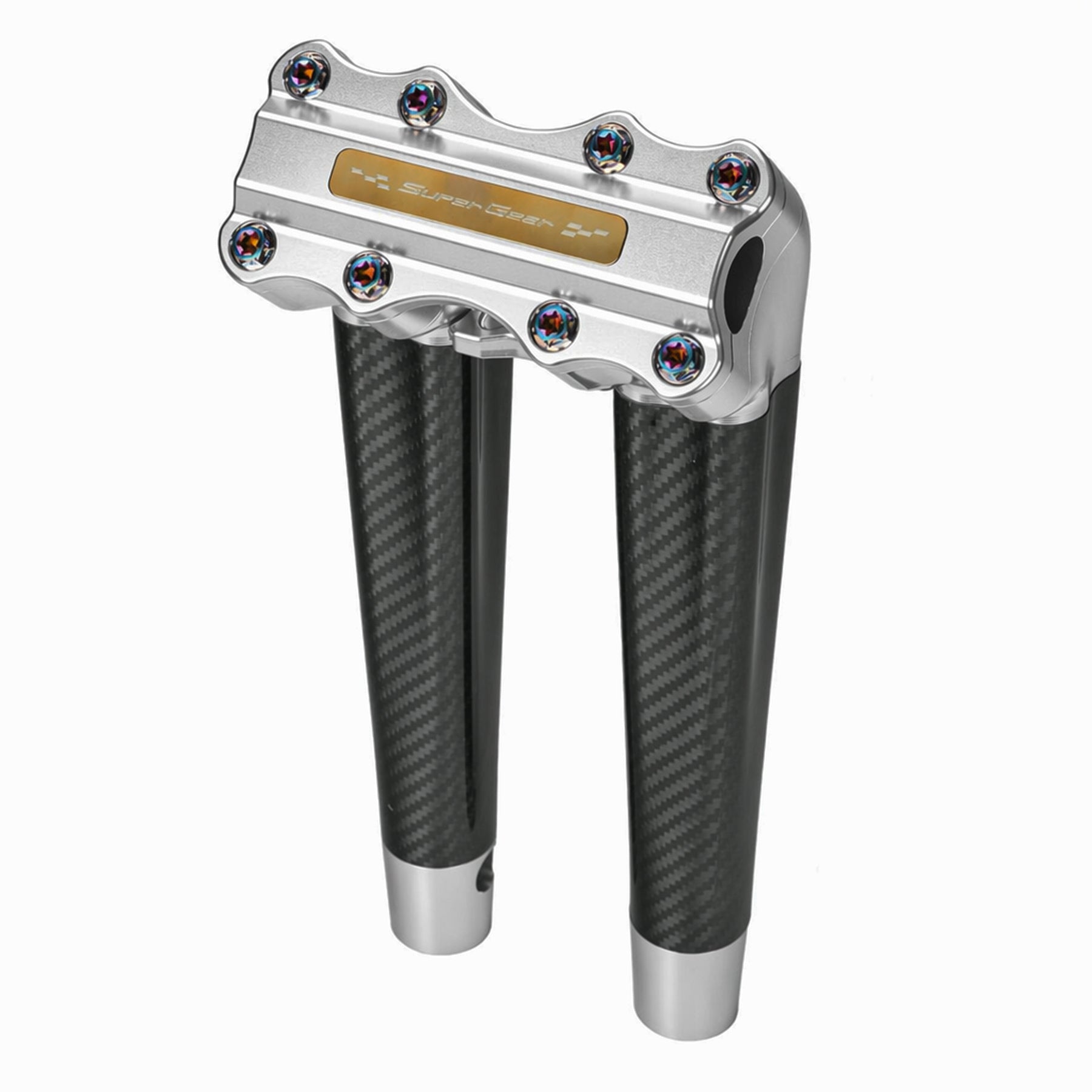 RF7 12-inch pullback carbon fiber riser for Harley-Davidson 1-inch handlebars, ridgeline silver finish