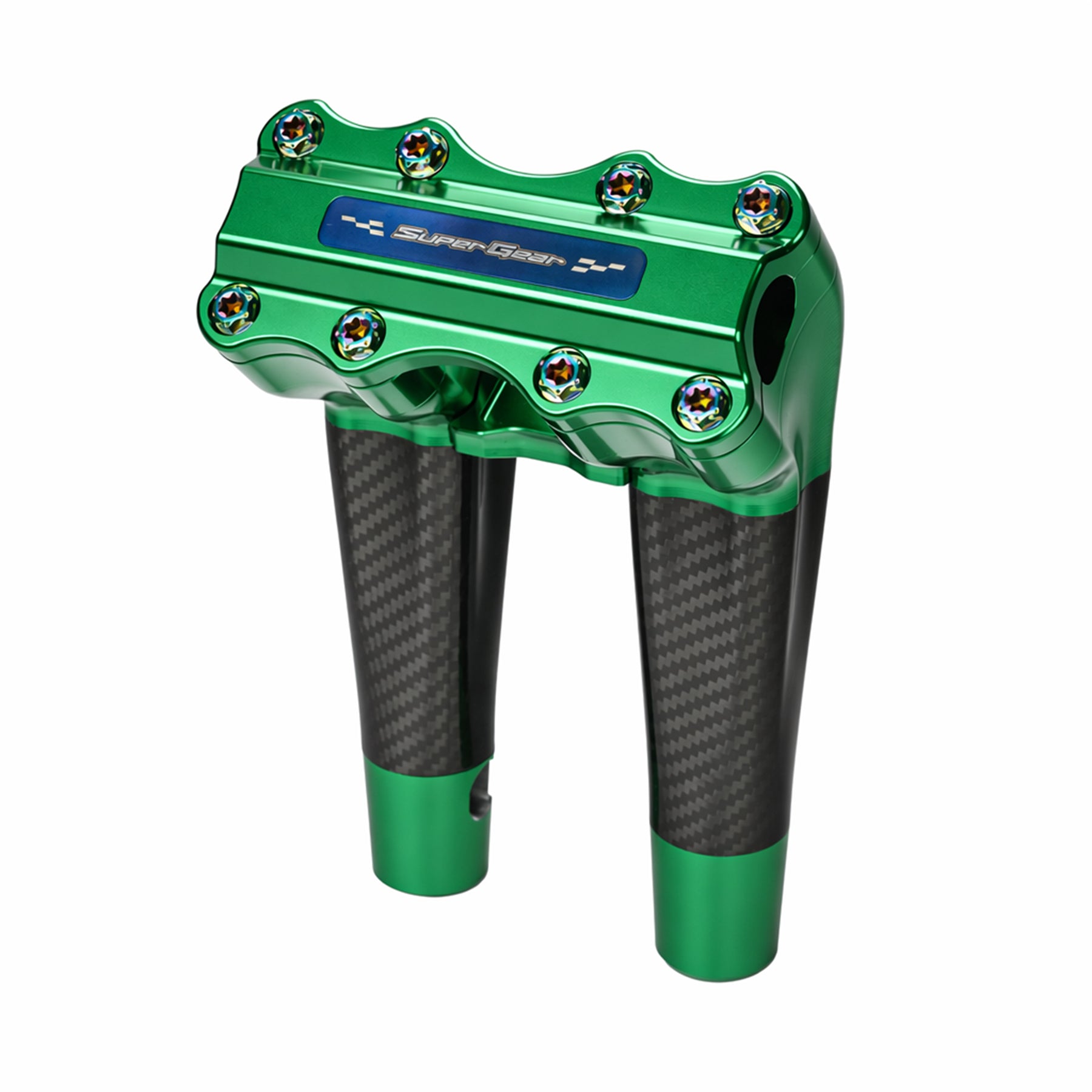 RF7 8-inch pullback carbon fiber riser for Harley-Davidson 1-inch handlebars, viper green finish