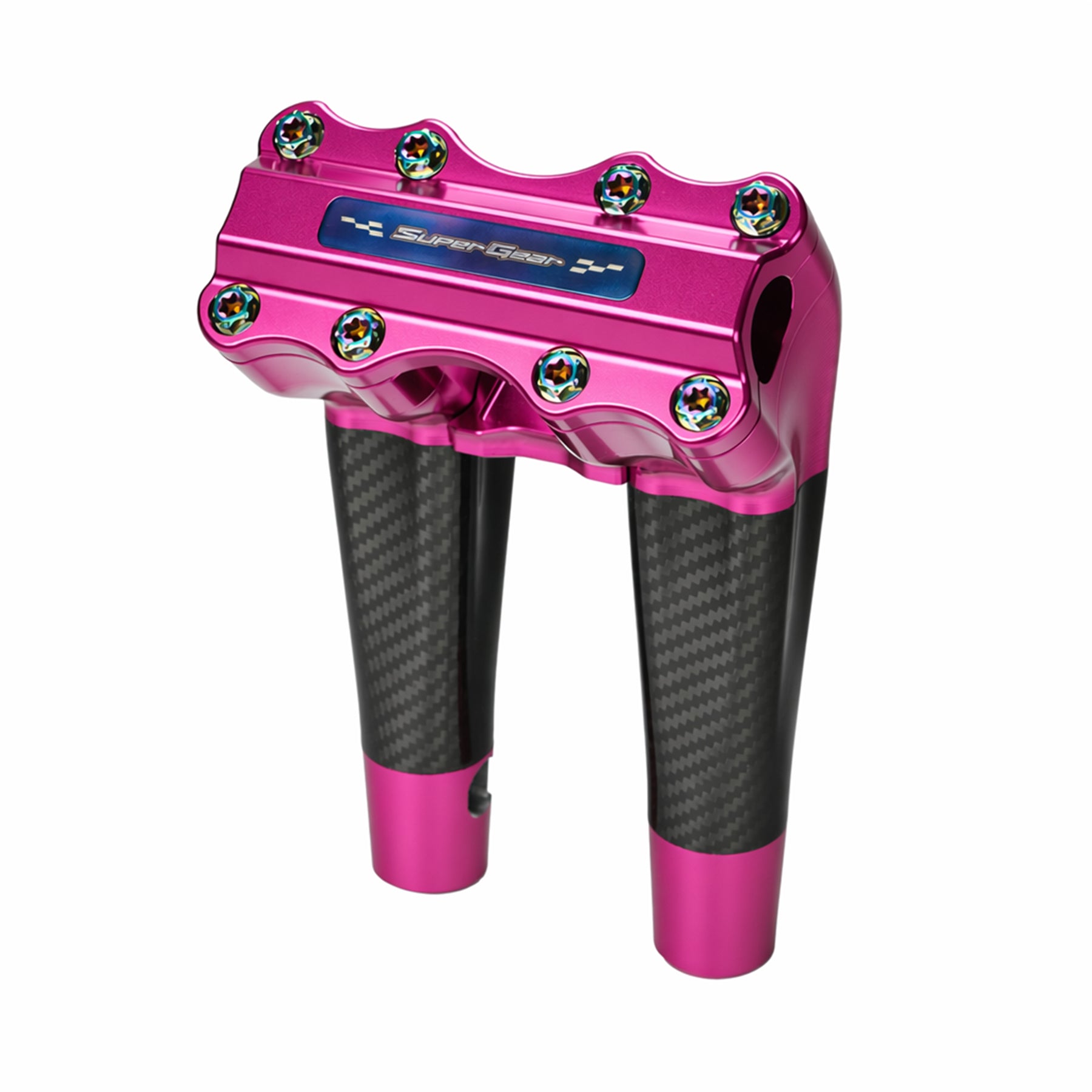 RF7 8-inch pullback carbon fiber riser for Harley-Davidson 1-inch handlebars, wildblossom pink finish