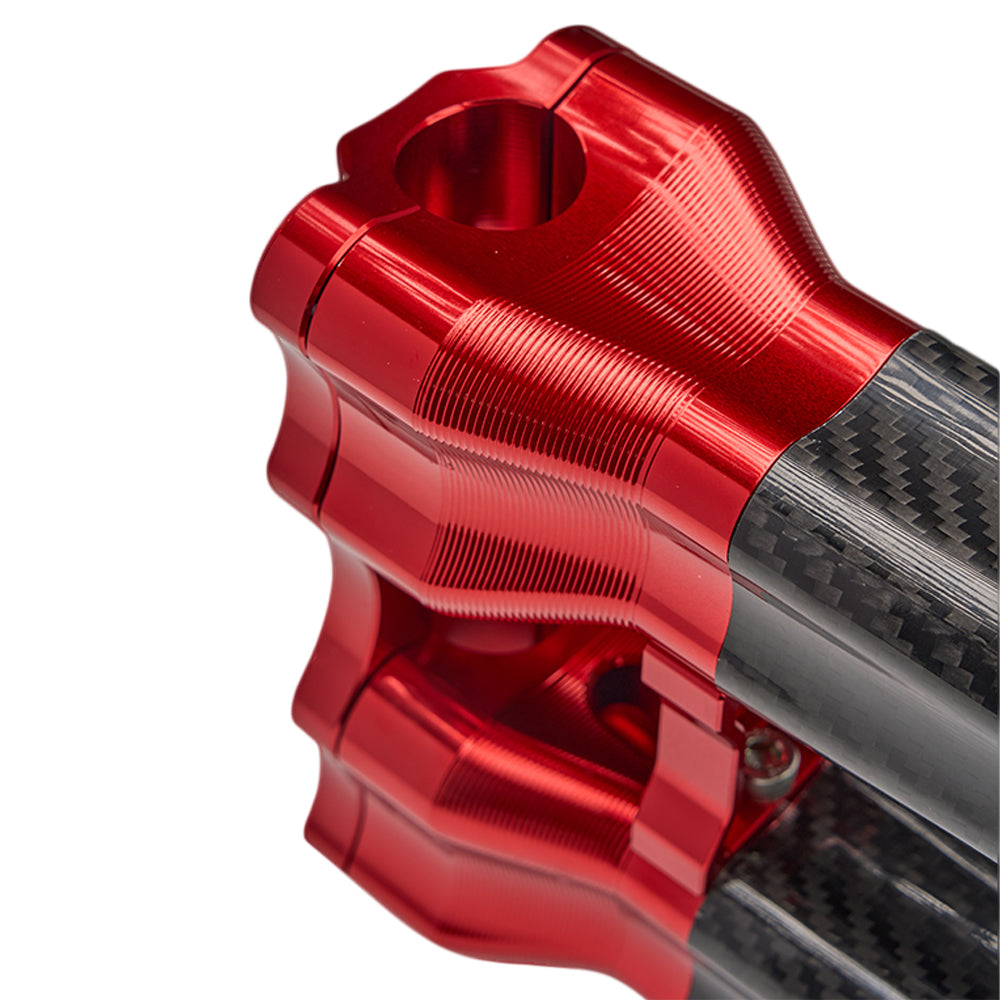 SuperGear Performance 10 Inch Straight Handlebar Riser for Harley Davidson 1" Bars - Daytona Red Carbon Fiber CNC Billet