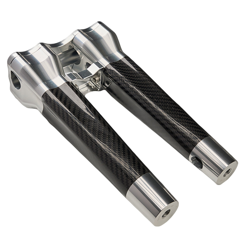 SuperGear Performance 10 Inch Straight Handlebar Riser for Harley Davidson 1" Bars - Ridgeline Silver Carbon Fiber CNC Billet