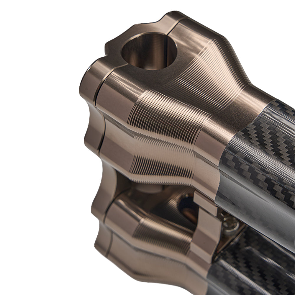 SuperGear Performance 10 Inch Straight Handlebar Riser for Harley Davidson 1" Bars - Titanium Gold Carbon Fiber CNC Billet