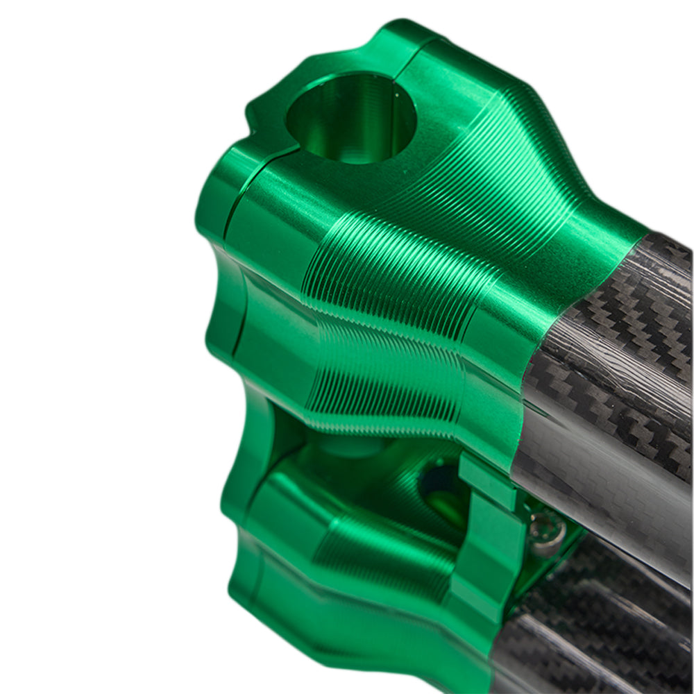 SuperGear Performance 10 Inch Straight Handlebar Riser for Harley Davidson 1" Bars - Viper Green Carbon Fiber CNC Billet