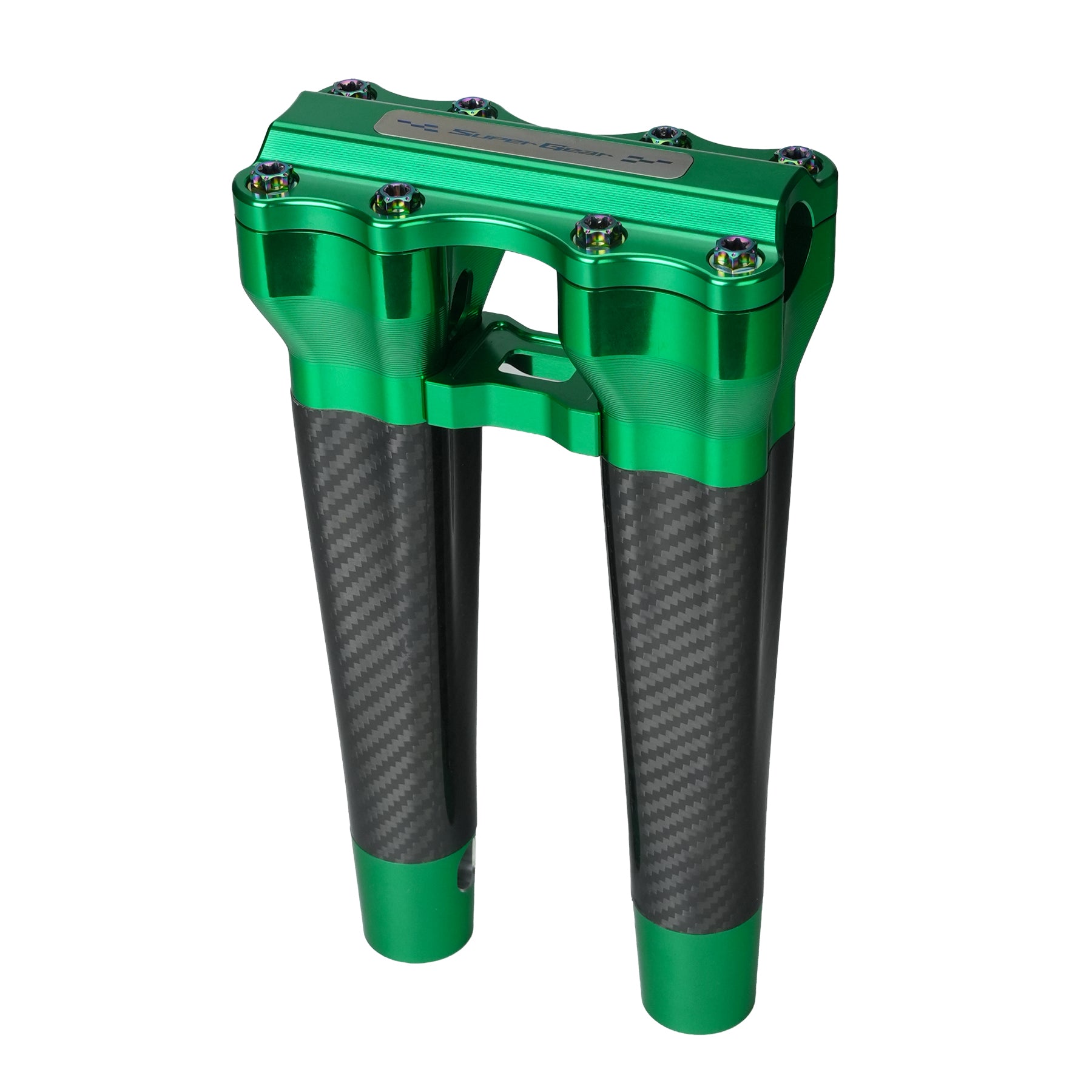 RF7 10-inch straight carbon fiber riser for Harley-Davidson 1-inch handlebars, viper green finish