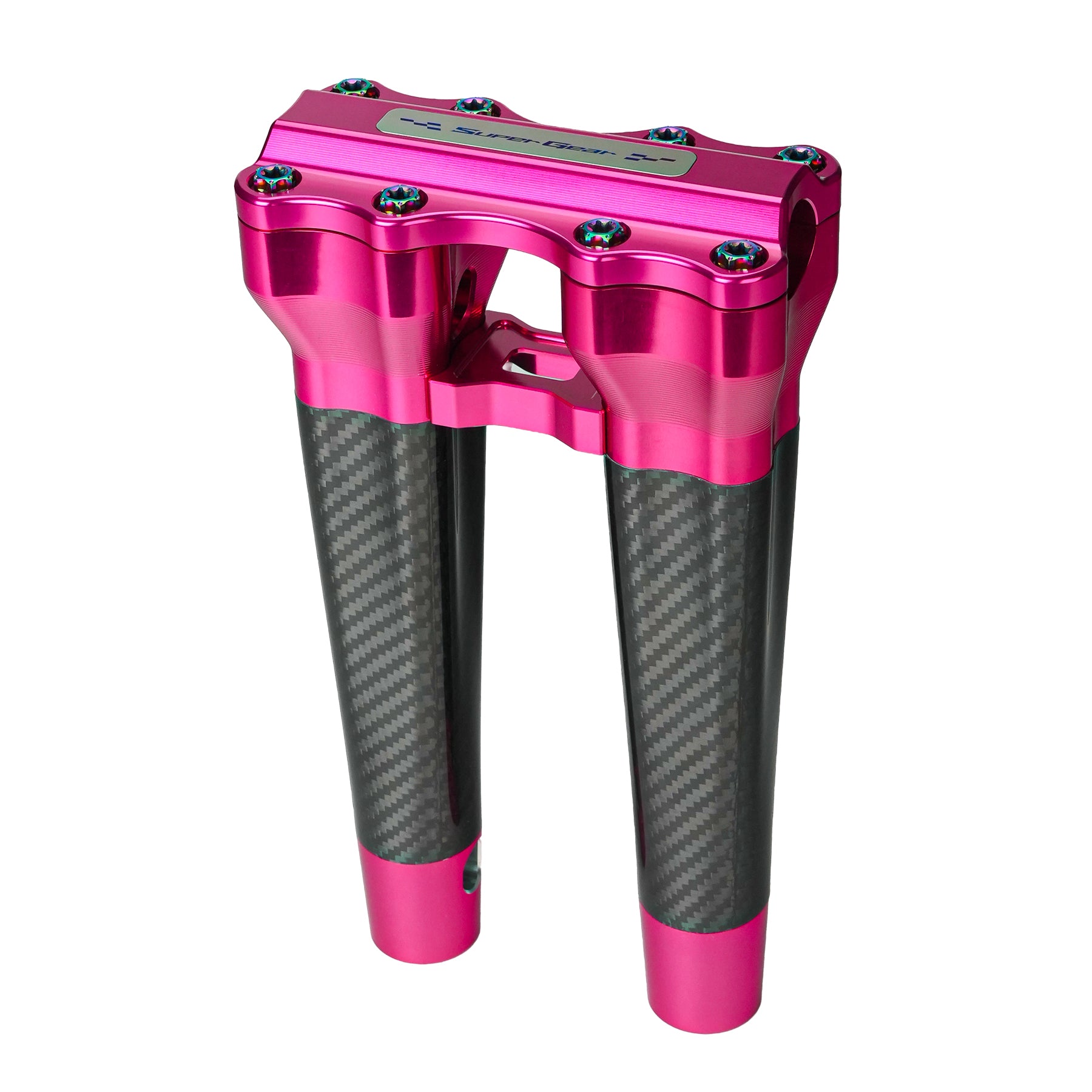 RF7 10-inch straight carbon fiber riser for Harley-Davidson 1-inch handlebars, wildblossom pink finish