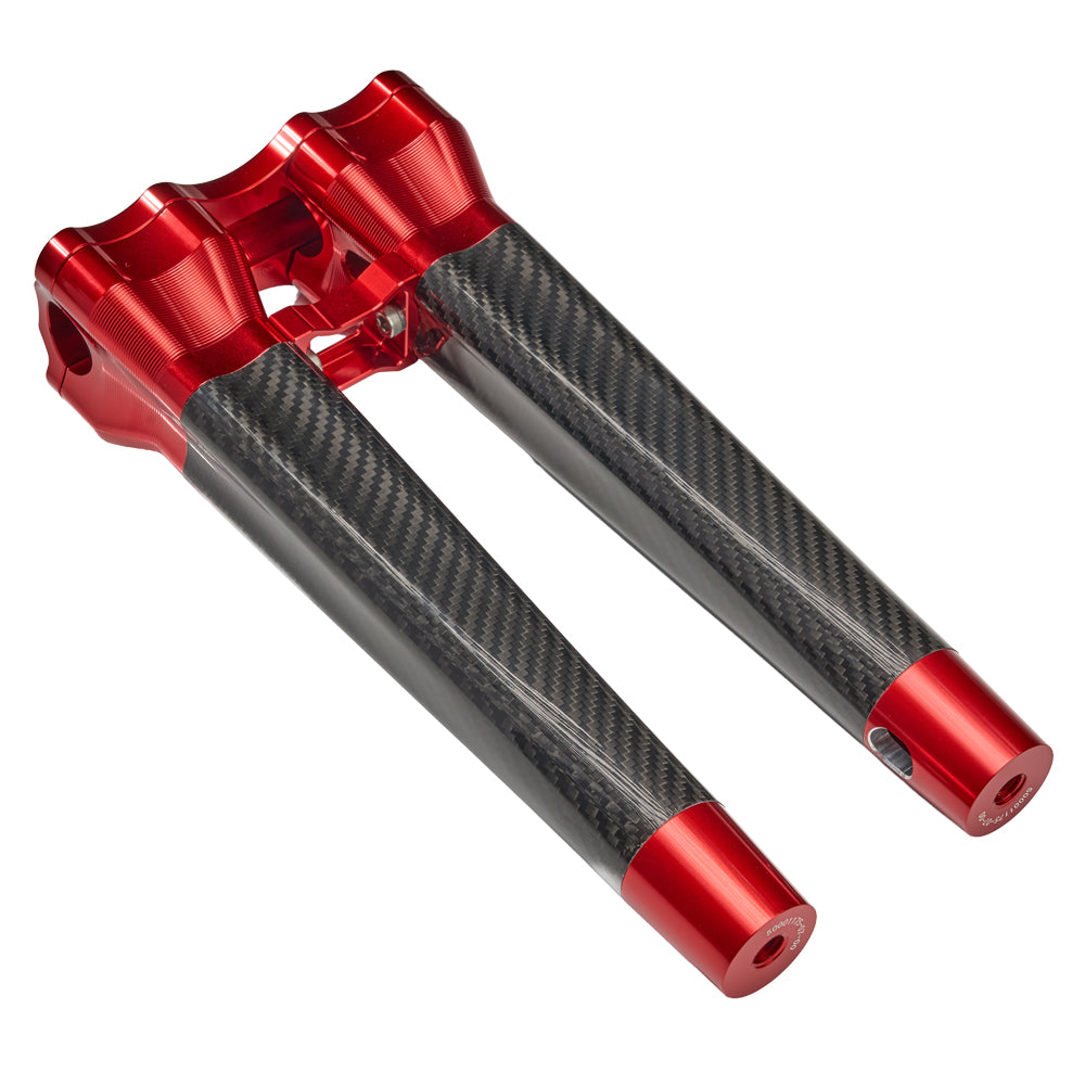 SuperGear Performance 12 Inch Straight Handlebar Riser for Harley Davidson 1" Bars - Daytona Red Carbon Fiber CNC Billet