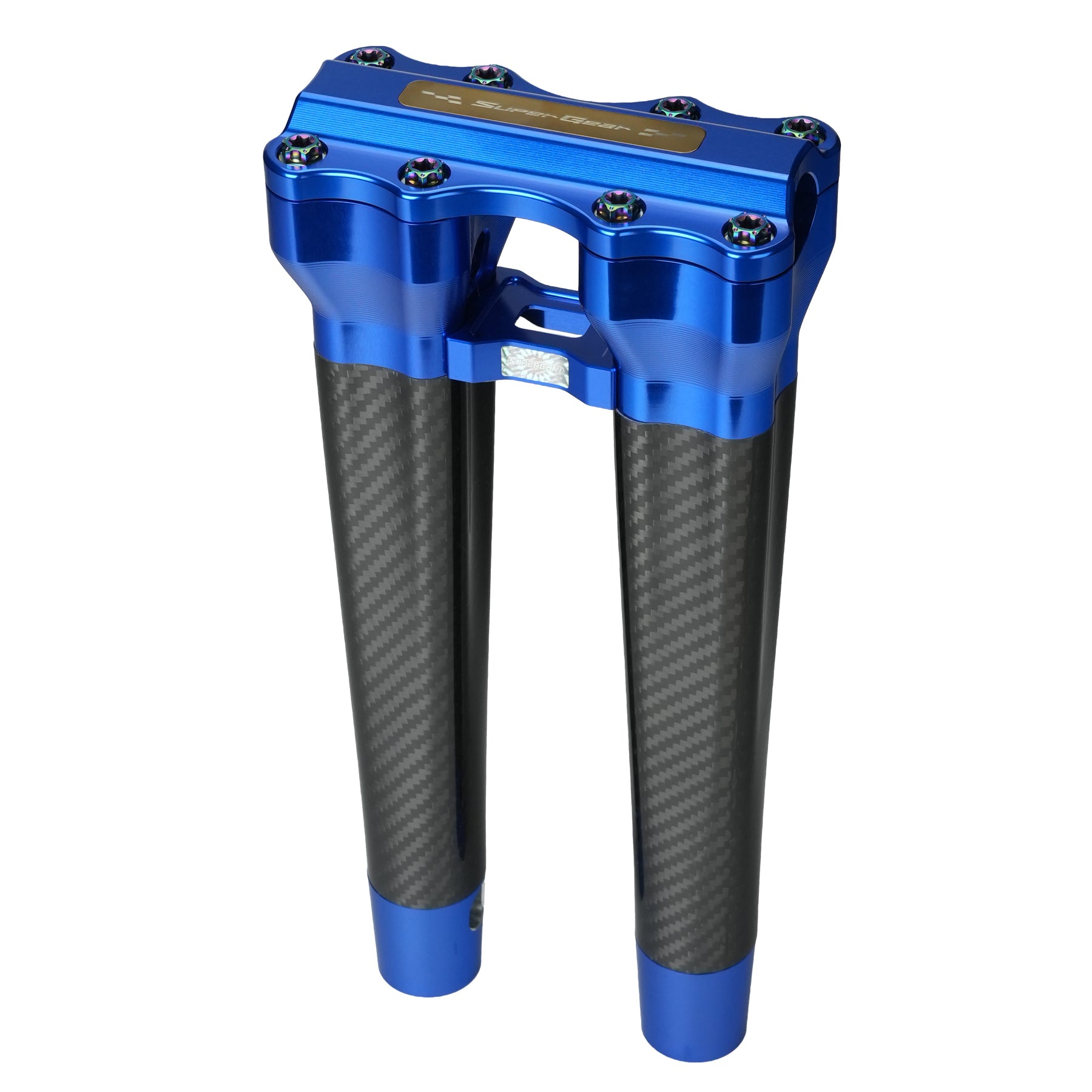 RF7 12-inch straight carbon fiber riser for Harley-Davidson 1-inch handlebars, deep current blue finish