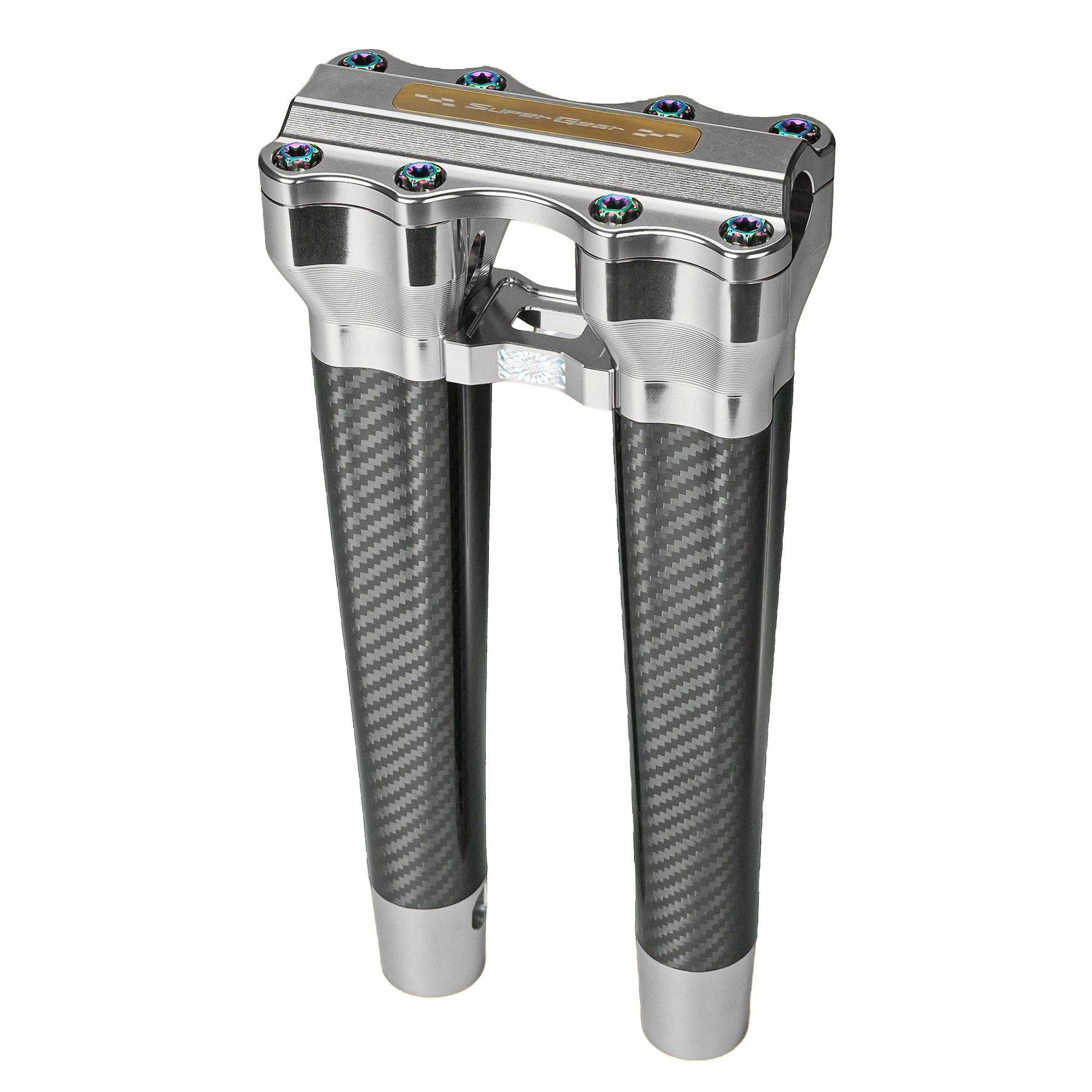 RF7 12-inch straight carbon fiber riser for Harley-Davidson 1-inch handlebars, ridgeline silver finish