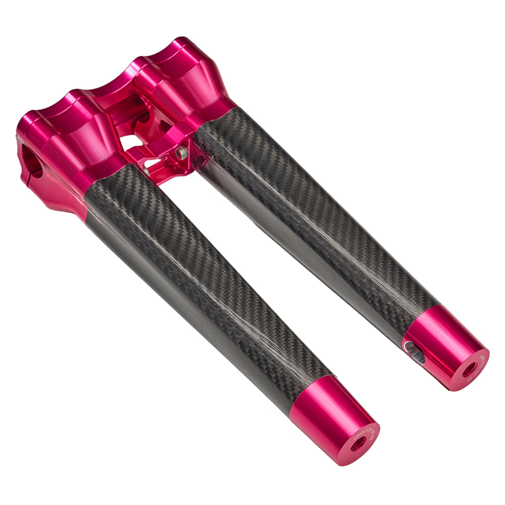 SuperGear Performance 12 Inch Straight Handlebar Riser for Harley Davidson 1" Bars - Wildblossom Pink Carbon Fiber CNC Billet