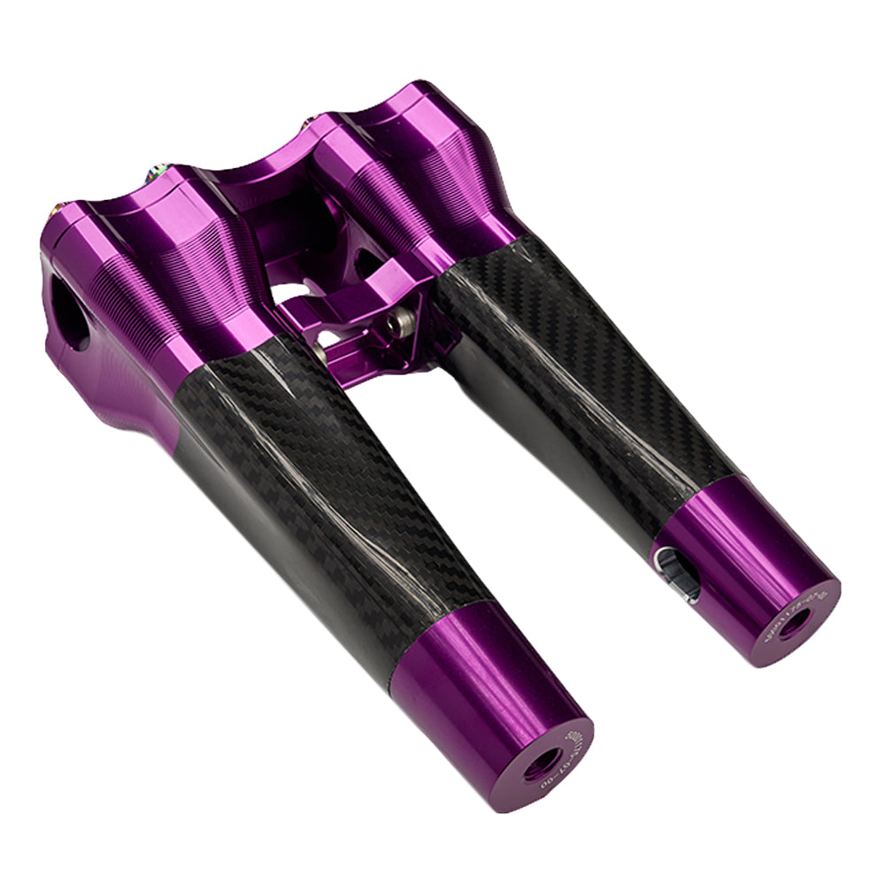 SuperGear Performance 8 Inch Straight Handlebar Riser for Harley Davidson 1" Bars - Canyonshade Purple Carbon Fiber CNC Billet