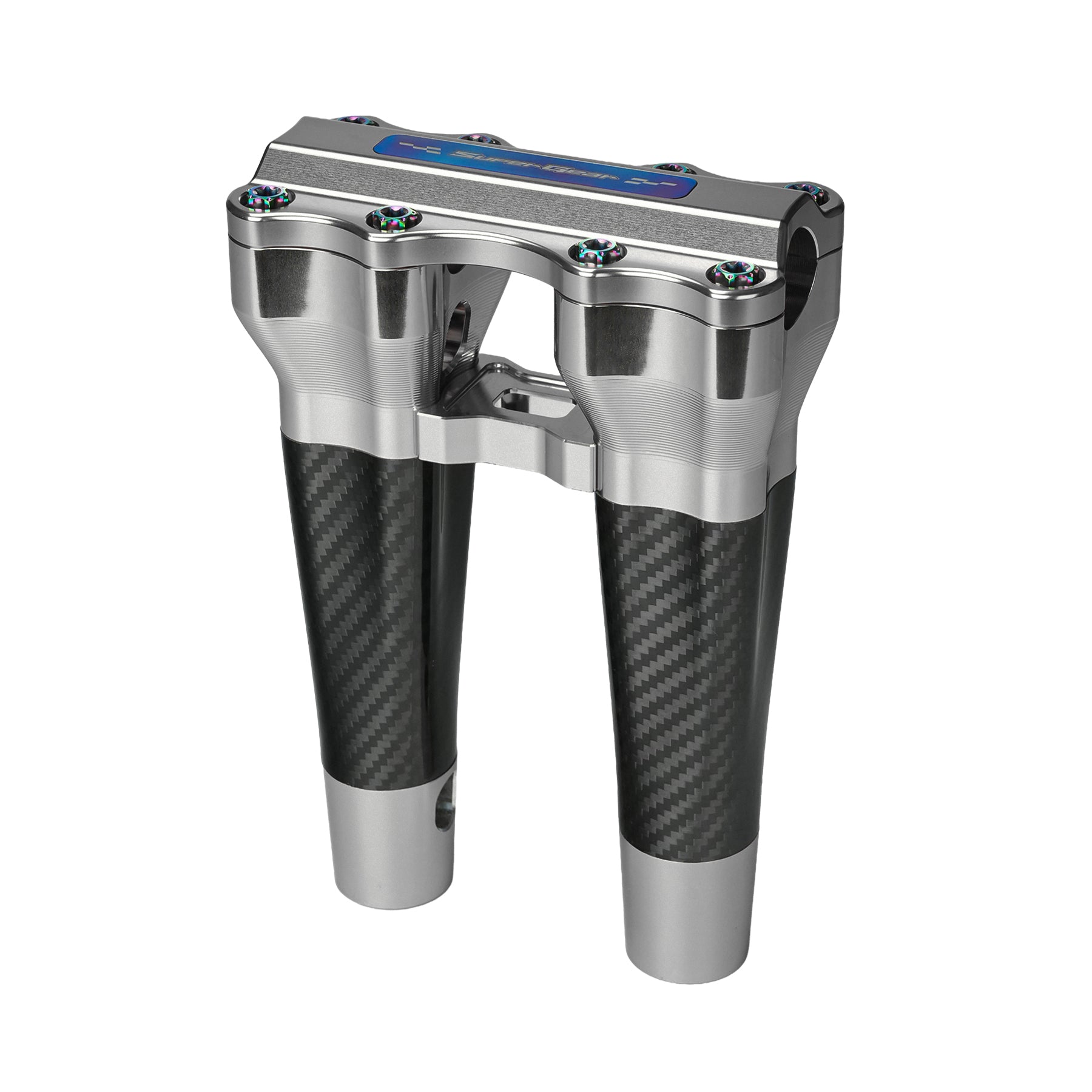 RF7 8-inch straight carbon fiber riser for Harley-Davidson 1-inch handlebars, ridgeline silver finish