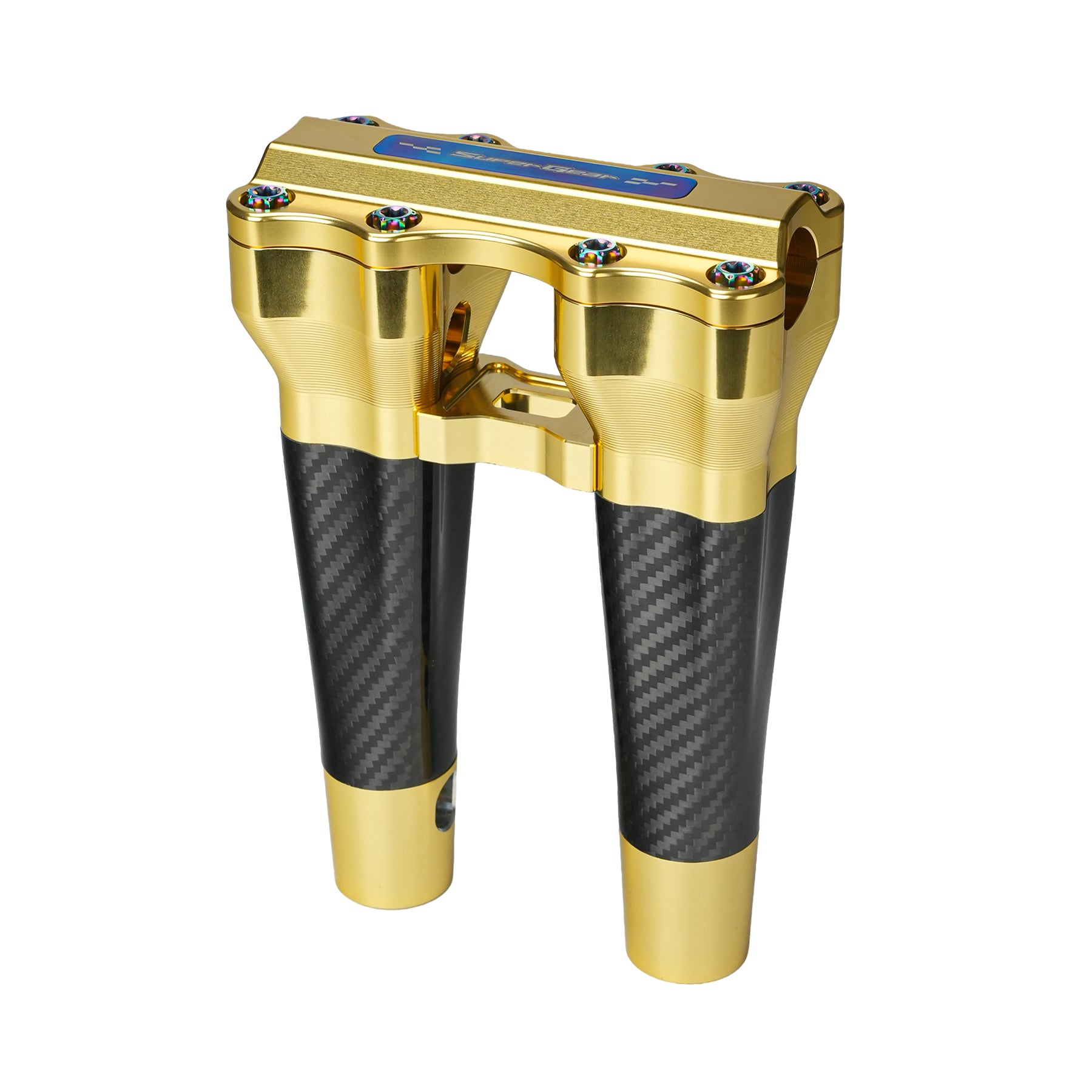 RF7 8-inch straight carbon fiber riser for Harley-Davidson 1-inch handlebars, sunchaser gold finish