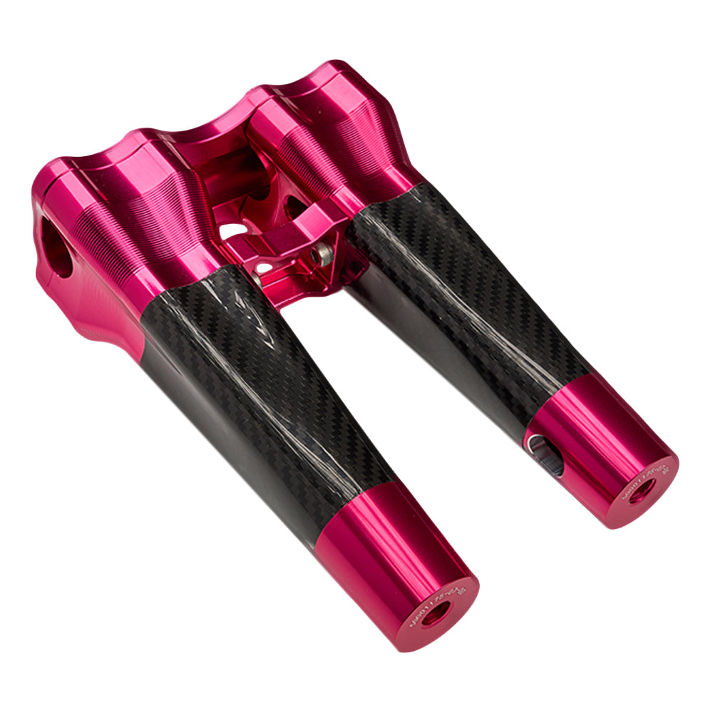 SuperGear Performance 8 Inch Straight Handlebar Riser for Harley Davidson 1" Bars - Wildblossom Pink Carbon Fiber CNC Billet
