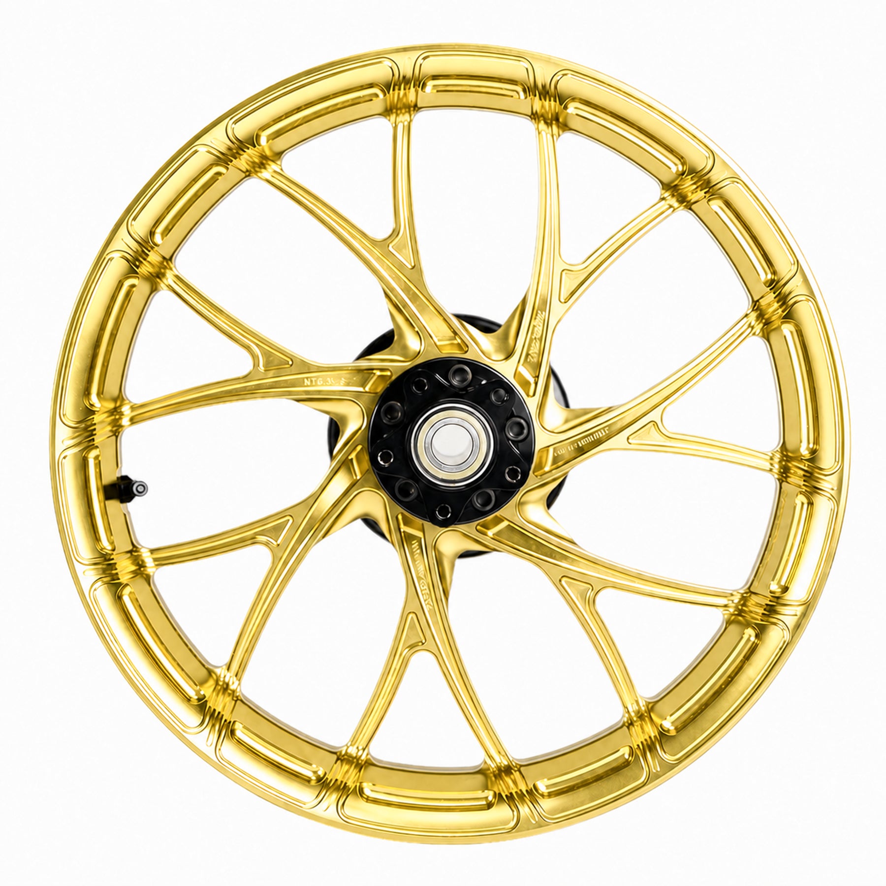 SuperGear 18 inch rear forged wheel hub assembly designed for Harley Touring performance builds, combining CNC machined aluminum technology with custom anodized finishes.