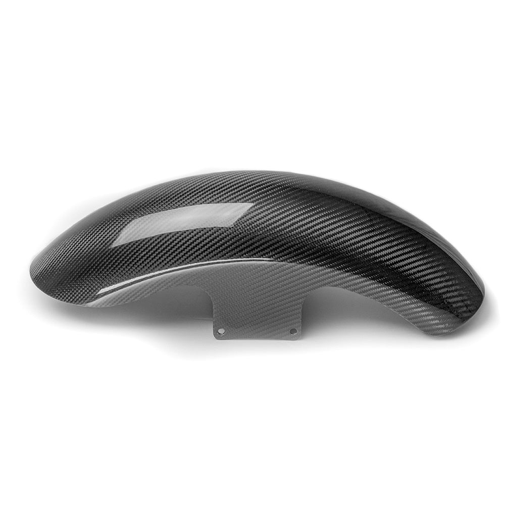 Carbon fiber short front fender for 19-inch and 21-inch wheels, glossy finish