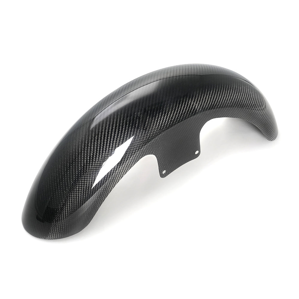 Carbon fiber long front fender for 19-inch and 21-inch wheels, glossy finish