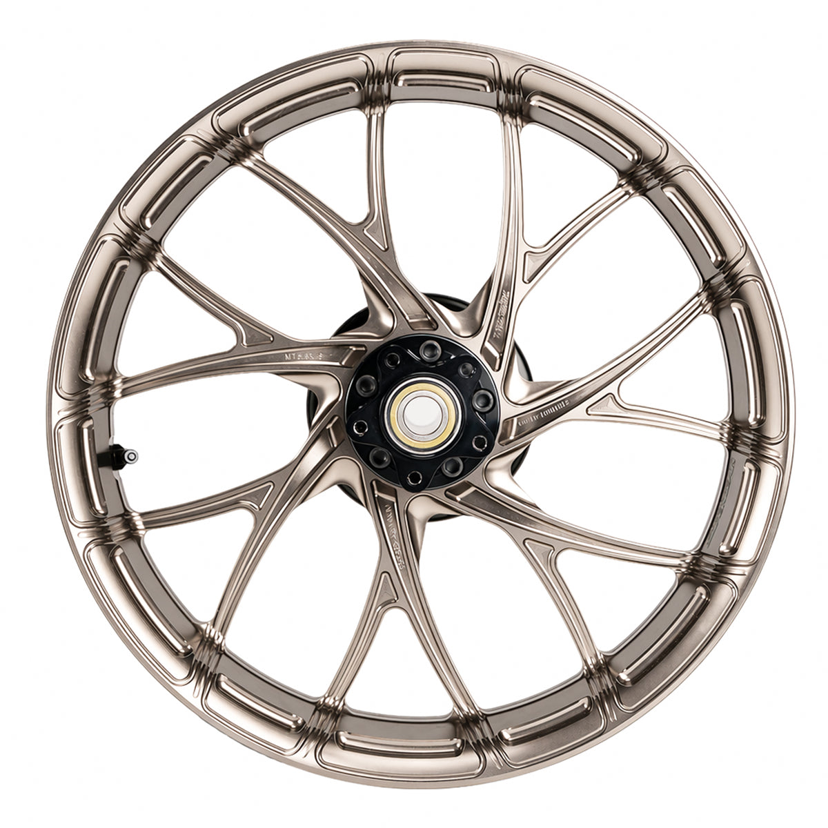 SuperGear 18 inch rear forged wheel hub assembly designed for Harley Touring performance builds, combining CNC machined aluminum technology with custom anodized finishes.