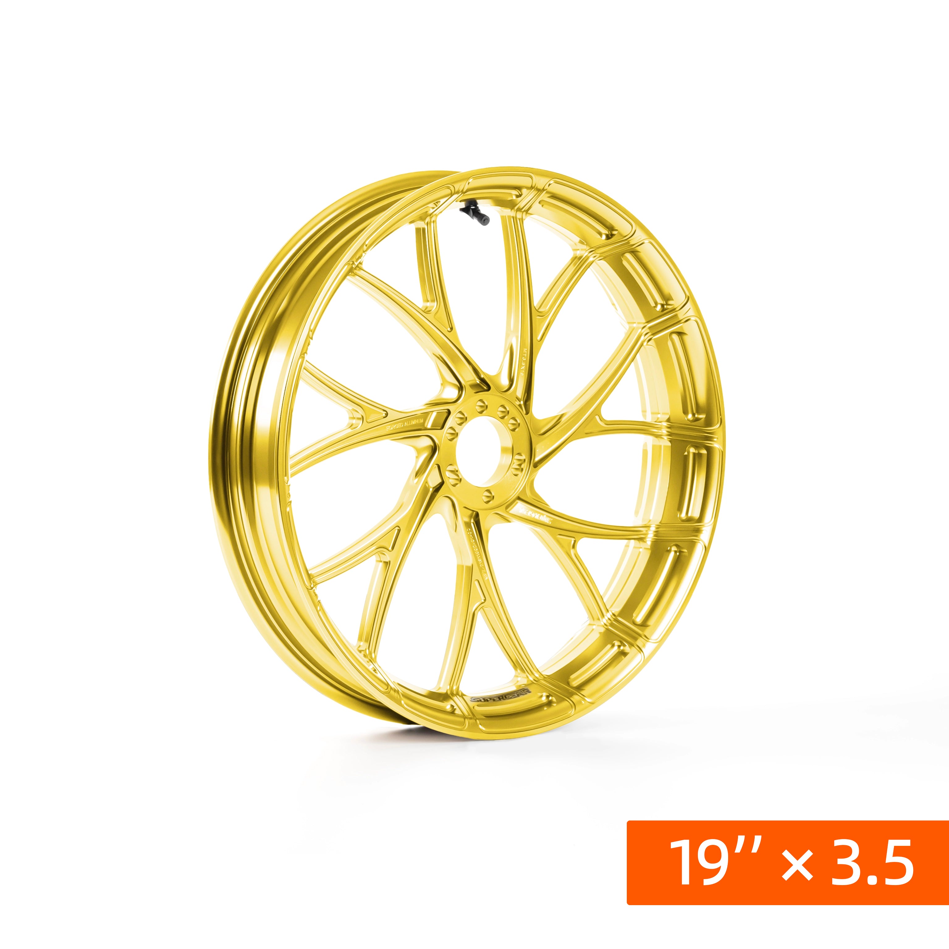Elevate your ride! Gold Harley wheels for Touring models.19" motorcycle front wheelr. High-quality machined aluminum motor wheel parts.
