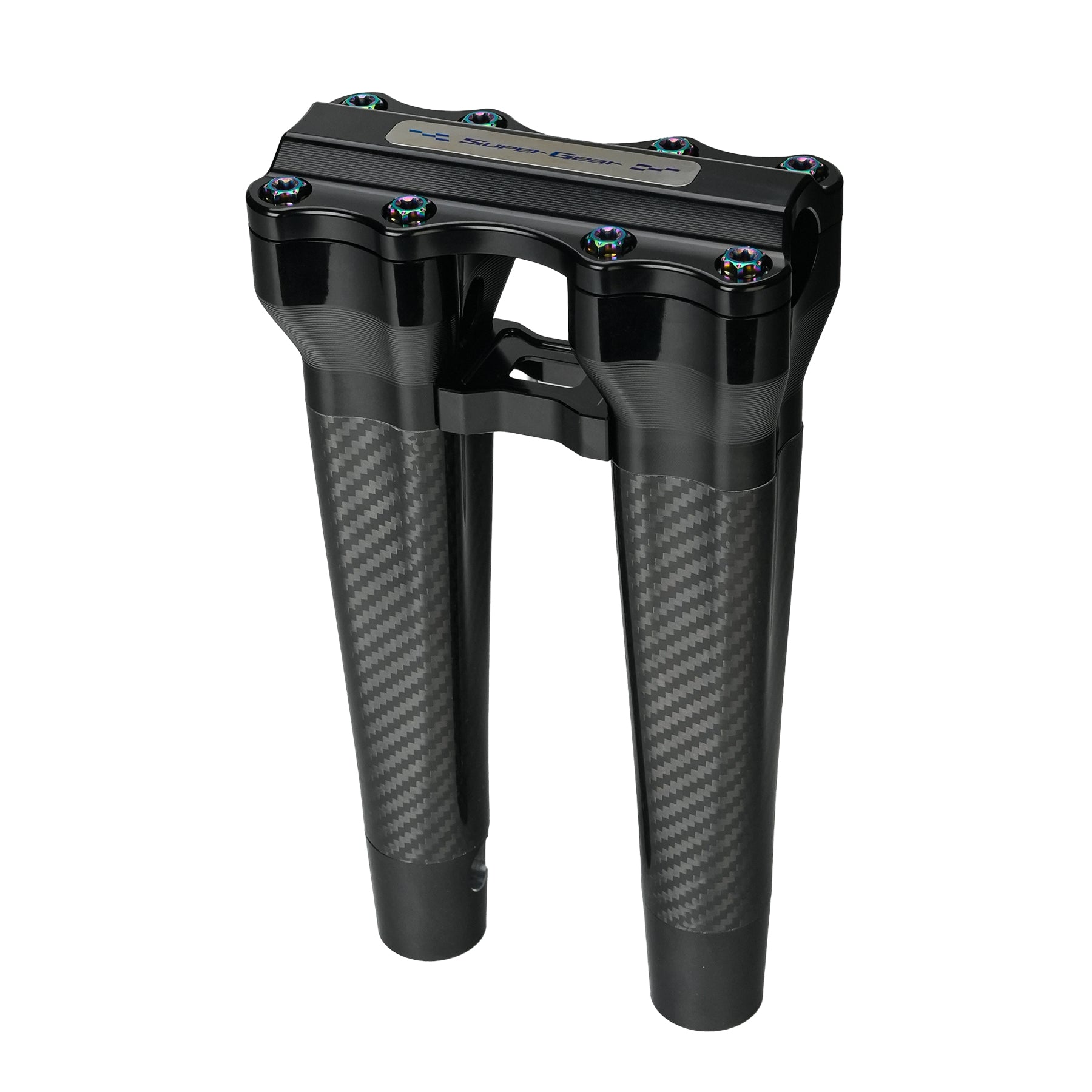 RF7 10-inch straight carbon fiber riser for Harley-Davidson 1-inch handlebars, nightstrike black finish