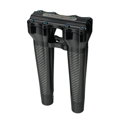 RF7 10-inch straight carbon fiber riser for Harley-Davidson 1-inch handlebars, nightstrike black finish