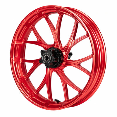 SuperGear forged wheel hub assembly collection featuring 21 inch, 19 inch front and 18 inch rear hub options for Harley Touring and custom performance bagger motorcycles.