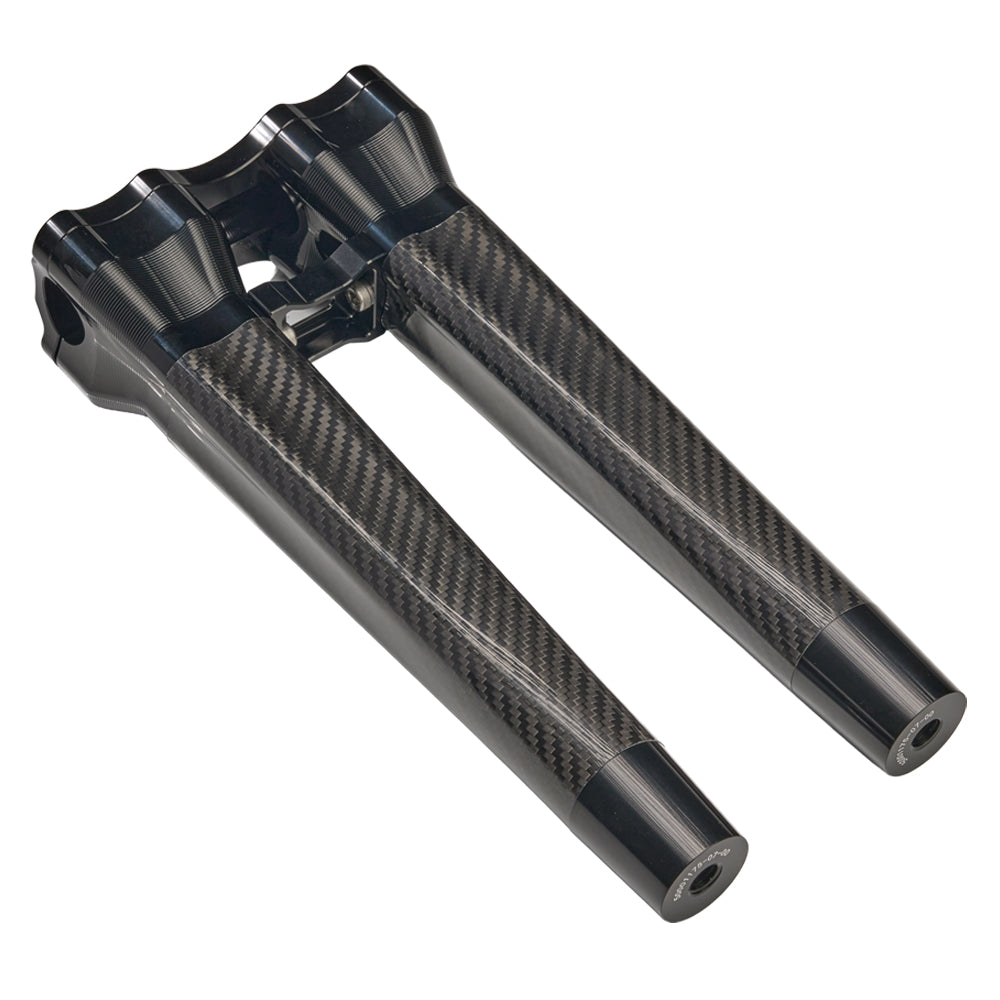 SuperGear Performance 12 Inch Straight Handlebar Riser for Harley Davidson 1" Bars - Nightstrike Black Carbon Fiber CNC Billet