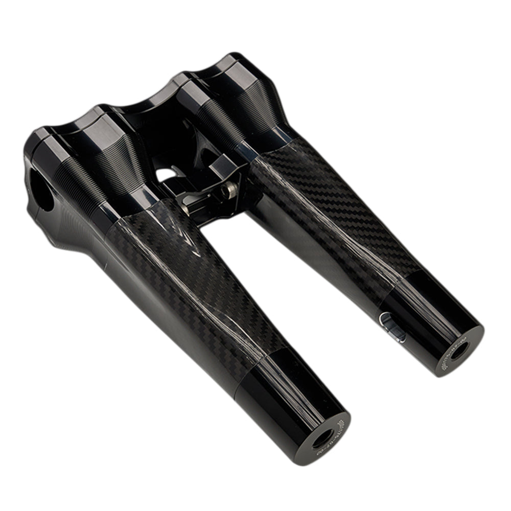 SuperGear Performance 8 Inch Straight Handlebar Riser for Harley Davidson 1" Bars - Nightstrike Black Carbon Fiber CNC Billet