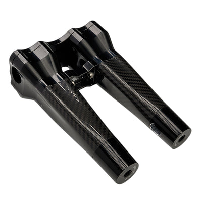 SuperGear Performance 8 Inch Straight Handlebar Riser for Harley Davidson 1" Bars - Nightstrike Black Carbon Fiber CNC Billet