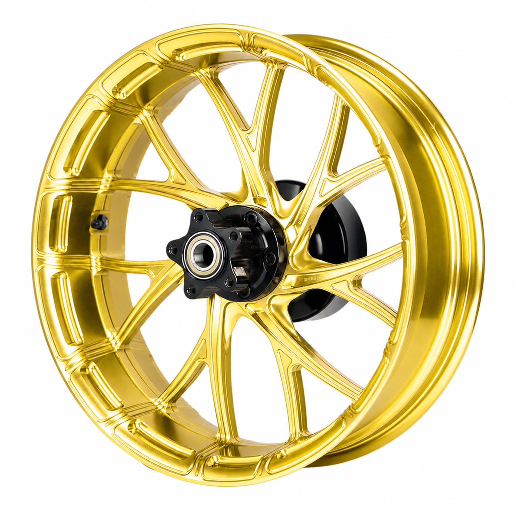 SuperGear 18 inch rear forged wheel hub assembly designed for Harley Touring performance builds, combining CNC machined aluminum technology with custom anodized finishes.