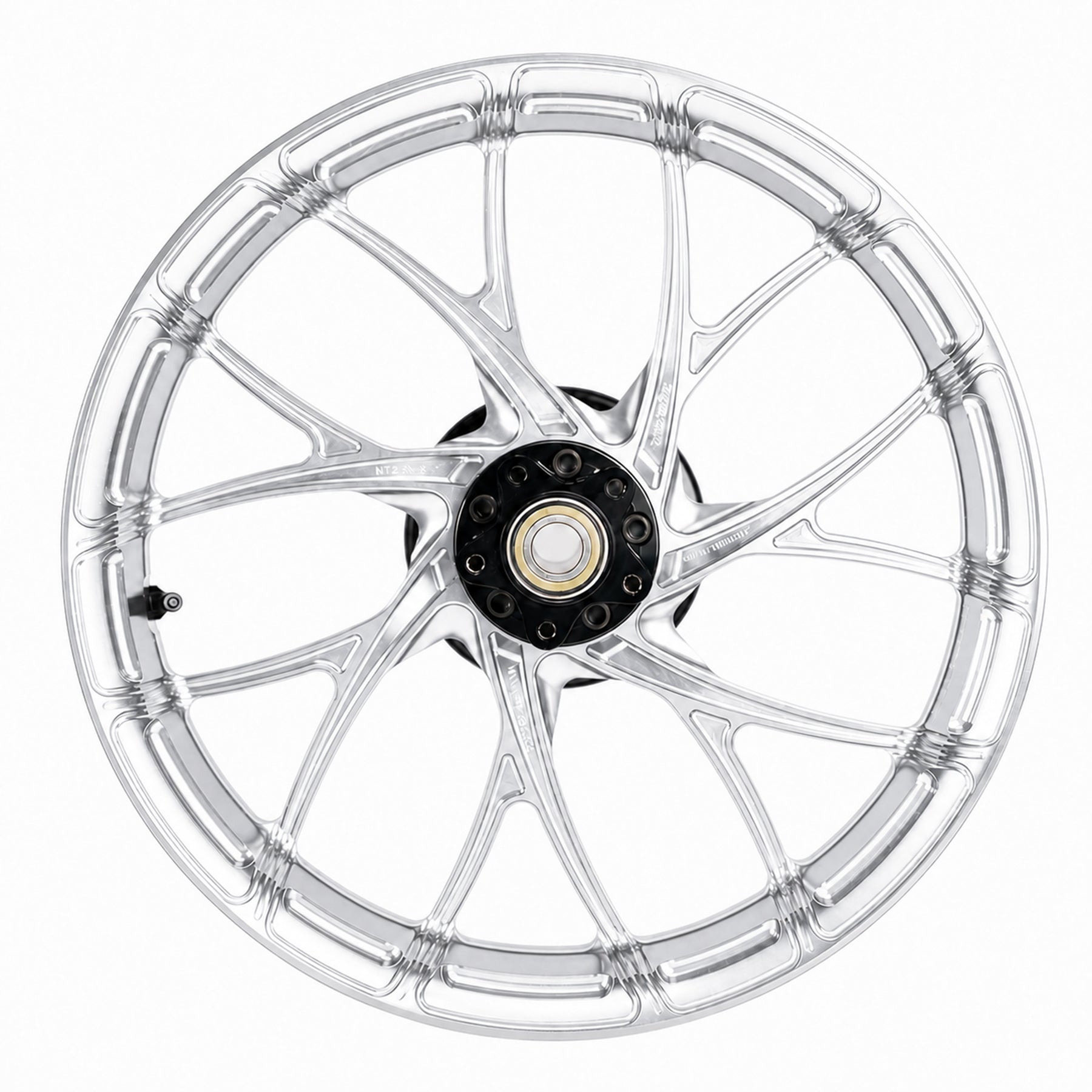 SuperGear Ridgeline Silver CNC aluminum hub designed for Harley Touring forged wheel upgrades and custom bagger motorcycle builds.