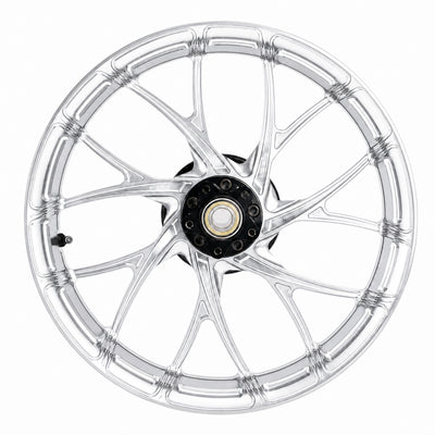 SuperGear Ridgeline Silver CNC aluminum hub designed for Harley Touring forged wheel upgrades and custom bagger motorcycle builds.