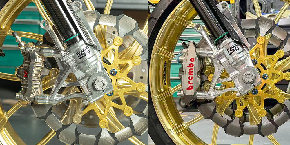Comparison between the supergear performance Radial 108mm Caliper and the Brembo Caliper