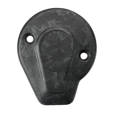 Forged Carbon Fiber Matt Finish timer covers displayed together for a custom Harley Touring engine upgrade.
