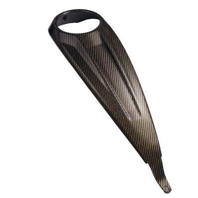 Full profile of a Gold Twil Carbon Fiber Glossy fuel tank dash cover for compatible Harley Touring custom motorcycle builds.