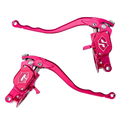 RF7 bolt-on radial hand control set for Harley-Davidson Touring with hydraulic clutch, wildblossom pink finish