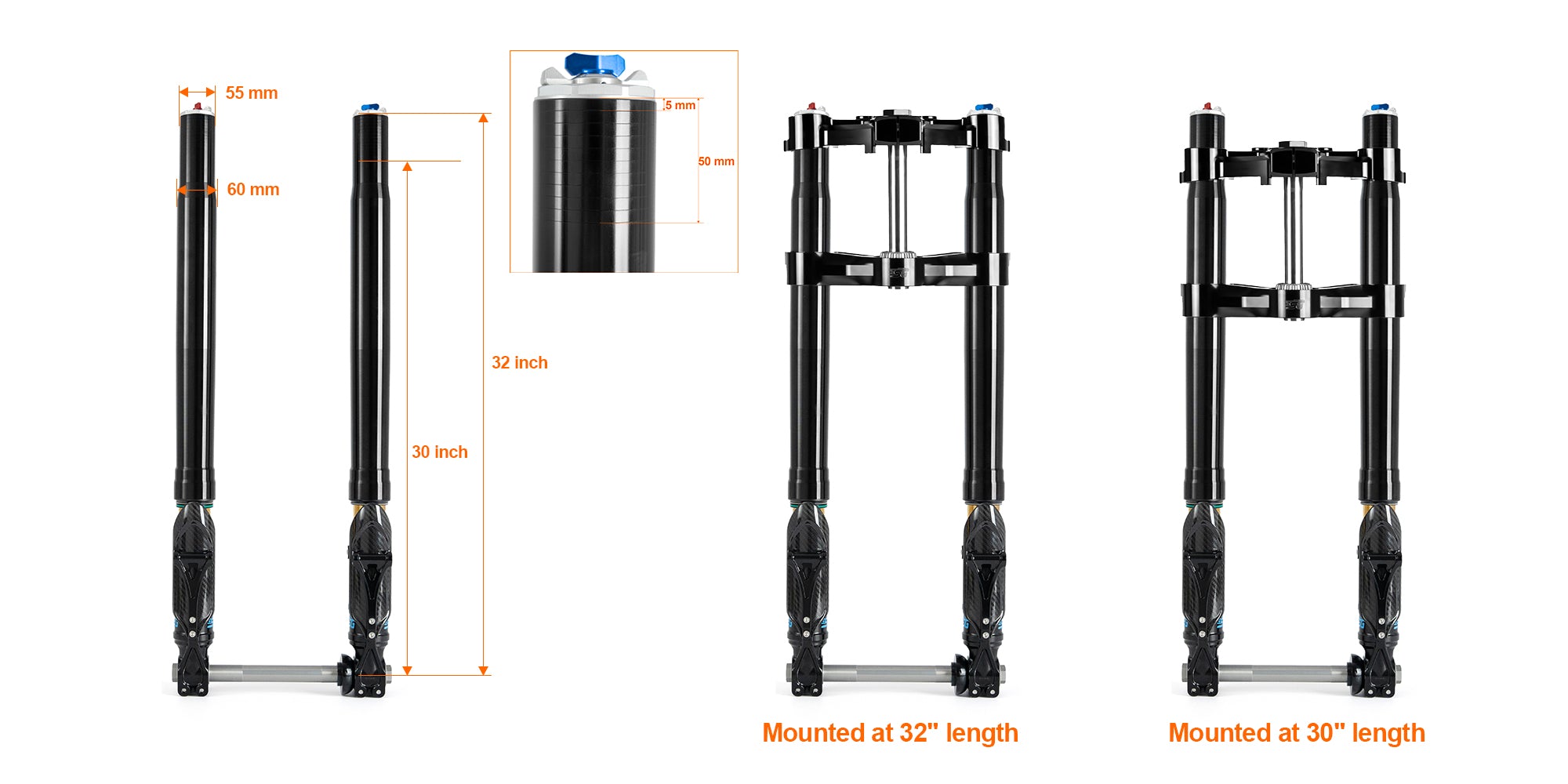 Supergear Inverted Fork Length Specifications for Harley-Davidson Customization