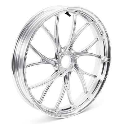 Forged aluminum Y-spoke wheel, Harley Touring, Road Glide RG/FLTRX, Street Glide SG/FLHX front, ridgeline silver
