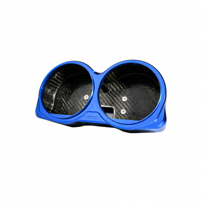 RF7 Deep Current Blue carbon fiber dual gauge bezel for 2014–2023 Harley-Davidson Road Glide.