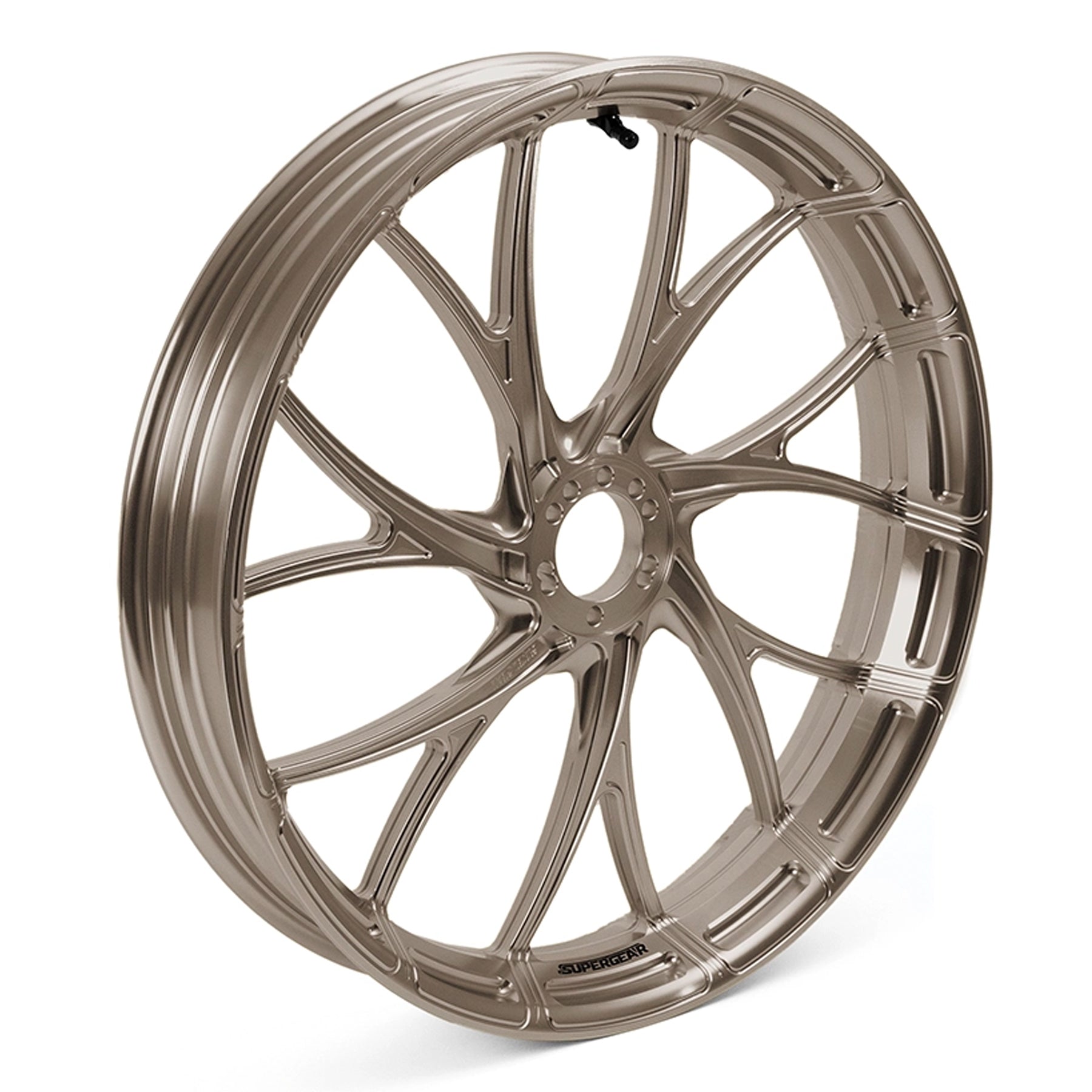 Forged aluminum Y-spoke wheel, Harley Touring, Road Glide RG/FLTRX, Street Glide SG/FLHX front, titanium gold